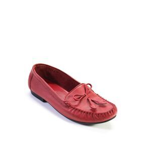 Bay Studio Womens Philly Leather Flat Bow Accent Moccasin Loafers Red Size 7.5